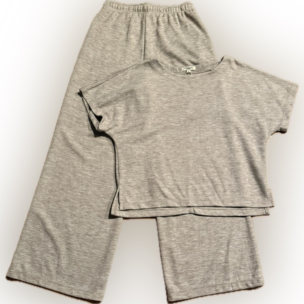 Max Studio Wide Leg Pants and Short Sleeve Shirt Set